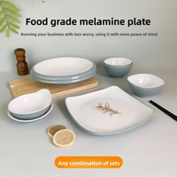 Ensemble d'assiettes rondes en mélamine épaissie et durable, qualité alimentaire, sans BPA, design minimaliste moderne, assiettes profondes empilables pour service de fête et dîner