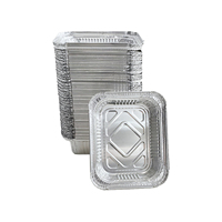 Conteneur jetable en aluminium pour boulangerie, boîte alimentaire à emporter avec couvercle en papier, plat de cuisson rectangulaire en aluminium