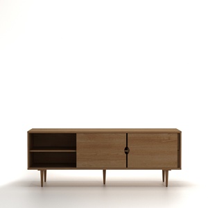 Meuble TV moderne en placage de bois avec finition brun foncé pour salon - Product Image 2