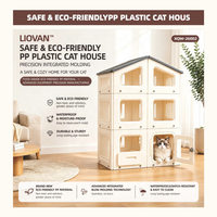 USMILEPET Villa modulaire pour chat en plastique PP, à assembler soi-même, maison pour chat multi-niveaux, imperméable, pour intérieur, facile à transporter, château pour chat