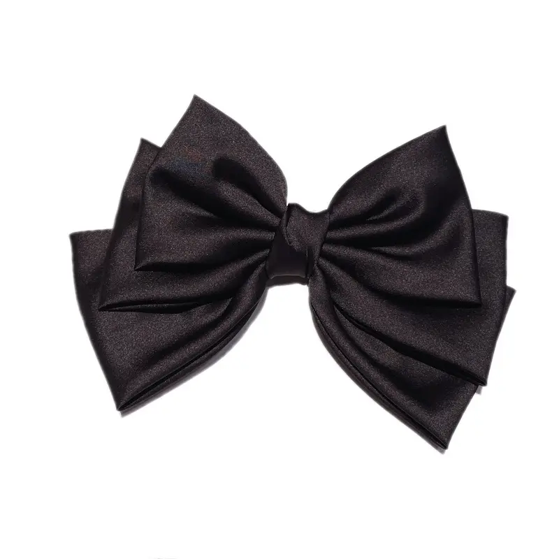 High Quality Silk Stain Bow Hair Clips Scrunchies Fabric Head Accessories For Women Hair Bows