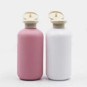 150毫升250毫升HDPE粉色白色柔软触摸挤压沐浴露沐浴露面霜塑料瓶，带新filp盖