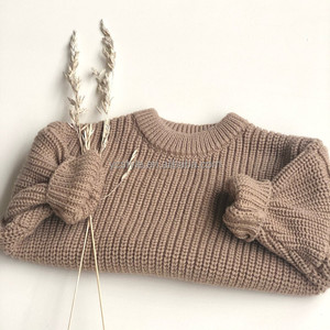 プルオーバー子供服無地長袖子供用セーター赤ちゃん特大チャンキーニットセーター冬用 - Product Image 5