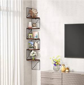 Estante de almacenamiento de madera de <span class=keywords><strong>5</strong></span> niveles, estante de esquina montado en la pared para baño, dormitorio, sala de estar, cocina y oficina - Product Image 4