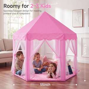 Luxury Hot Sale Kid <b>Tent</b> Indoor Portable Play House Toy <b>Large</b> Space Hexagon Family Castle Cartoon Polyester Playtent - Product Image 2