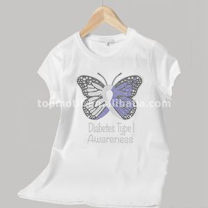 Kupu-kupu <span class=keywords><strong>Diabetes</strong></span> Tipe 1 Kesadaran Terbuat dari Biru Royal Berlian Imitasi Hitam Memperbaiki Panas Transfer untuk Anak Perempuan Kemeja Garmen Hoodies - Product Image 4