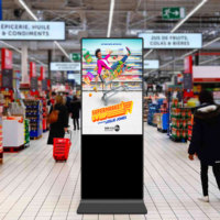 Kiosco de pantalla de vídeo LCD Android vertical de 32 pulgadas, soporte de suelo para interiores, tótem publicitario con función de animación para uso en ascensores