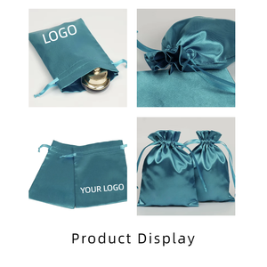 Sacs cadeaux cosmétiques en satin de soie avec cordon de serrage, personnalisés, écologiques, anti-poussière, avec logos, vente en gros - Product Image 2