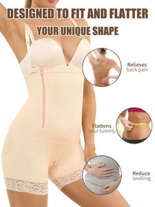 Langqin Women High Compression Shapewear <b>Side</b> Zipper Tummy Control Hip Lift Lace Adjustable Shoulder Strap Bodysuit Butt Lifter - Product Image 4