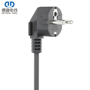 Enchufe de Corriente Francés en Ángulo Recto con Certificación VDE CEE 7/7, 16A 250V DT-301, <span class=keywords><strong>3</strong></span> Tomas, Extremo Hembra IEC, para Electrodomésticos - Product Image 1