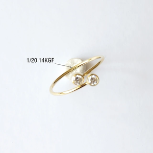 <span class=keywords><strong>Bague</strong></span> ouverte en <span class=keywords><strong>or</strong></span> 14 carats plaqué <span class=keywords><strong>or</strong></span> E075, 3 mm, pavée de zircons, double cristal, pour femmes et hommes, pour <span class=keywords><strong>mariage</strong></span> - Product Image 3