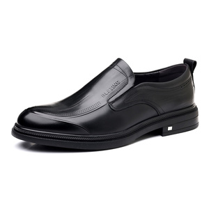 2026 Spring <b>Men's</b> Leather <b>Shoes</b> British Style Casual Business <b>Shoes</b> For <b>Work</b> <b>Black</b> Slip On Genuine Leather <b>Shoes</b> For <b>Men</b> - Product Image 1