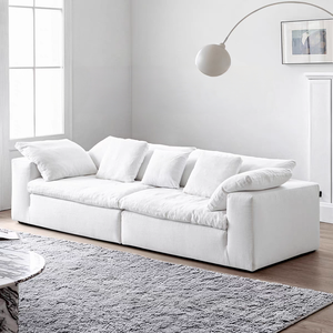 Divano Componibile Angolare Modulare a Sezioni Senza Struttura Effetto Nuvola in Spugna ad Alta Densità Compressa Sottovuoto, Colore Bianco Crema, Vendita all'Ingrosso - Product Image 5