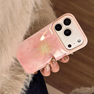 Coque pour iPhone 17 Pro Max, ambiance festive du Nouvel An, coque rigide or rose avec motifs de feux d'artifice, coque de téléphone antichoc - Product Image 4