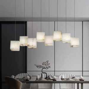 New Chinese <strong>Square</strong> Simple Chandelier White Marble Ceiling <strong>Light</strong> For Dining Room <strong>Pendant</strong> Long Tea House <strong>Light</strong> - Product Image 3