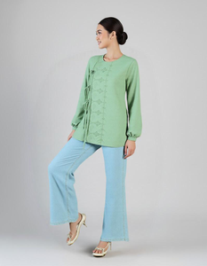 Vente en gros de Kurung Moden, style droit, sans repassage, pour l'Aïd 2025, en stock, prix d'usine, couture OEM, Malaisie, KWC Pukal, première main - Product Image 4