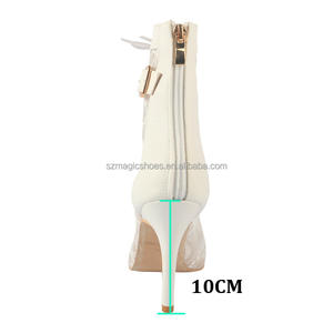 Chaussures de <span class=keywords><strong>danse</strong></span> en PU blanc et dentelle pour femmes, chaussures de <span class=keywords><strong>danse</strong></span> à <span class=keywords><strong>talon</strong></span> haut de 10cm, bottes de <span class=keywords><strong>danse</strong></span> à la mode pour femmes avec fermeture à glissière au dos, vente en gros - Product Image 6