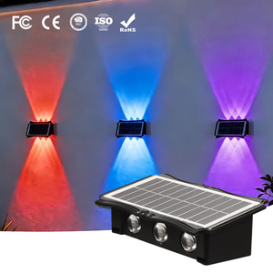 Lámpara <span class=keywords><strong>Solar</strong></span> <span class=keywords><strong>LED</strong></span> de Pared Súper Brillante, 6 <span class=keywords><strong>LED</strong></span>, Iluminación Superior e Inferior, ABS, IP65, Impermeable, Doble Cara, para Jardín, Patio, Camino, Decoración - Product Image 1