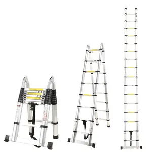 गैर पर्ची 5M तह सीढ़ी एल्यूमीनियम दूरबीन विस्तार कदम सीढ़ी घरेलू उपयोग टीएल