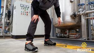 נעלי עבודה שחורות אופנתיות נגד החלקה, עמידות למים, מעור, עם מגן פלדה לאצבעות, לגברים, לתעשייה כבדה, נגד דקירות. - Product Image 3