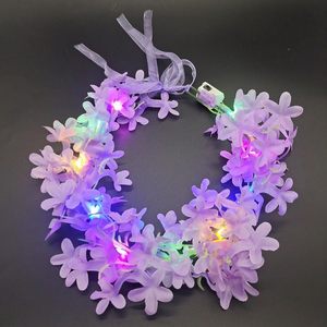 LED Light up Flower Wreath Glow Garland Hairband LED Hawaiian Lei Headband Flower Crown Wreath Birthday Wedding Party Supplies - Product Image 1