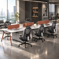 Poste de travail de bureau pour 6 personnes avec cloison de séparation, armoire de rangement, espace ouvert modulaire pour projet de bureau