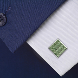 Square Light Green Transparent Wave Pattern <strong>Cufflinks</strong> for Men - Product Image 5