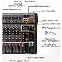 Console de mixage audio professionnelle 16 canaux avec carte son, USB, Bluetooth, système sonore pour scène, studio et DJ