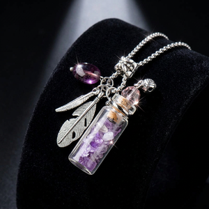 Nouveau Collier Pendentif Bouteille à Parfum en Acier Inoxydable avec Pierre Naturelle Quartz Rose et Cristal Créatif - Product Image 4