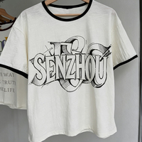 T-shirts en gros, streetwear décontracté, 100% coton, col patchwork, imprimé vintage, t-shirt pour hommes, fabricants de vêtements