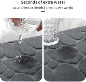 Hiện đại không trượt đá cuội Tắm <span class=keywords><strong>Mat</strong></span> 17x24 tối màu Xám Bộ nhớ bọt sàn phòng tắm Thảm nhanh khô và thấm có thể giặt - Product Image 4