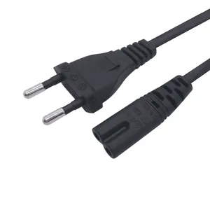 Factory wholesale 8-tail Power cable rated 250V EU plug extension Cords Flat Iron Iec Ac Power Cord