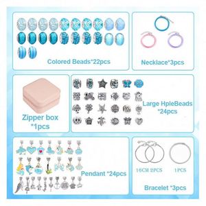 Luxury Women's Titanium Steel Bracelet Crystal Pendant Trendy Stainless Steel <b>Beaded</b> Bracelet Gift Set 66pcs Jewelry Making Toys - Product Image 2