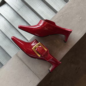 Scarpe con Tacco Alto da Donna 2026, Design Famoso con Punta Quadrata, Vera Pelle, Fibbia Grande, Tacco Aperto 5 CM, per Uso Quotidiano - Product Image 1