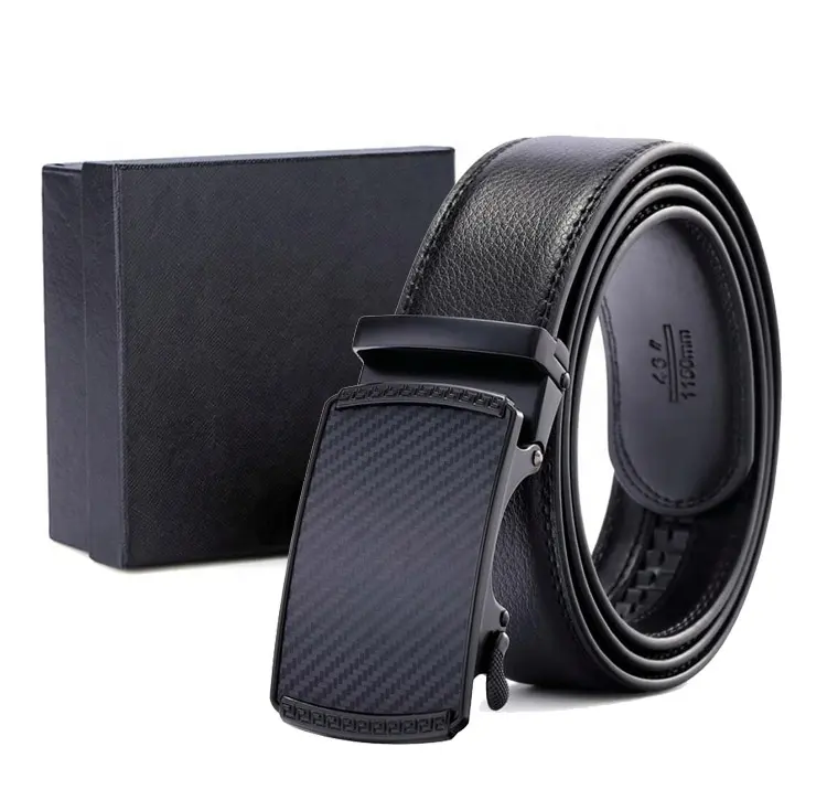 Wholesale Automatic Men's Real Leather Ratchet Dress Belt with Gift Set Box Pack