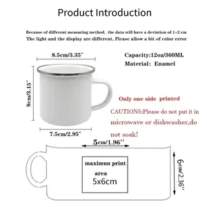 Taza Esmaltada Personalizada de 11oz con Logo Impreso, Taza de Café/Té con Diseño Clásico y Asa, Ideal para Hombres, Montañismo, Camping, Aniversarios - Product Image 6