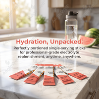 Poudre de boisson électrolytique hydratante OEM en sachets individuels, saveur pastèque, faible en calories, réhydratation rapide pour la récupération après l'entraînement