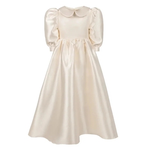 Vestidos de Niña de las Flores Blancos Personalizados para Bodas, Media Manga, Satén, Largo hasta el Suelo, Sencillos y Elegantes, <span class=keywords><strong>Vestido</strong></span> de <span class=keywords><strong>Primera</strong></span> Comunión para Niñas - Product Image 5