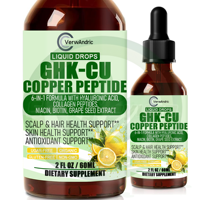 Complément alimentaire liquide en gouttes GHK-CU Peptide de Cuivre 60ml, marque privée OEM, pour la santé de la peau, antioxydant, soutien pour la santé du cuir chevelu et des cheveux