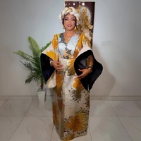 Robe de reine africaine luxueuse en tissu jacquard, style bubu, avec foulard assorti, robes turques pour femmes