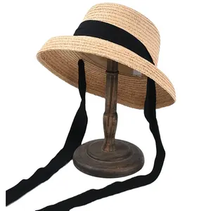 Fransız çemberleme rafya hasır şapka kadın retro güneş şapkası sahil tatil Audrey Hepburn plaj şapkası