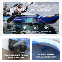 Kayak gonflable portable 410 cm, coque durable, pagaie, pompe, sac à dos, kit complet, kayak pour adultes