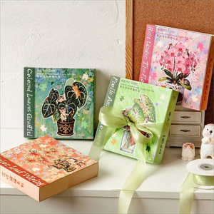 Een doos met stickers Bloemen & Bladeren Katten Serie Assortiment Vormen Puzzel Cadeauset: Bloemige & Botanische DIY Decoratieve Stickers - Product Image 1