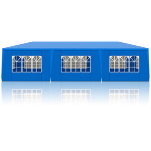 Tente de réception estivale 10x30 pieds blanche à 8 côtés avec portes et fenêtres en polyester/toile/tissu Oxford imperméable et résistant aux UV - Product Image 6