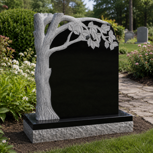 Lápida de granito estilo europeo con diseño de árbol para cementerio, monumento tradicional - Product Image 2