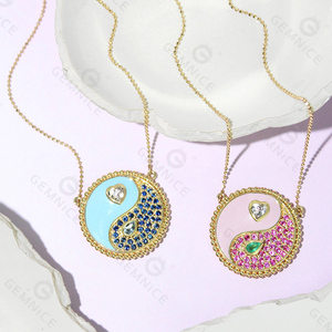 Gemnel Gemstone <strong>Gemini</strong> Pendant Yin-Yang Inspired Heart Pear Shaped Gems Rainbow Elegant Colorful <strong>Necklace</strong> - Product Image 4