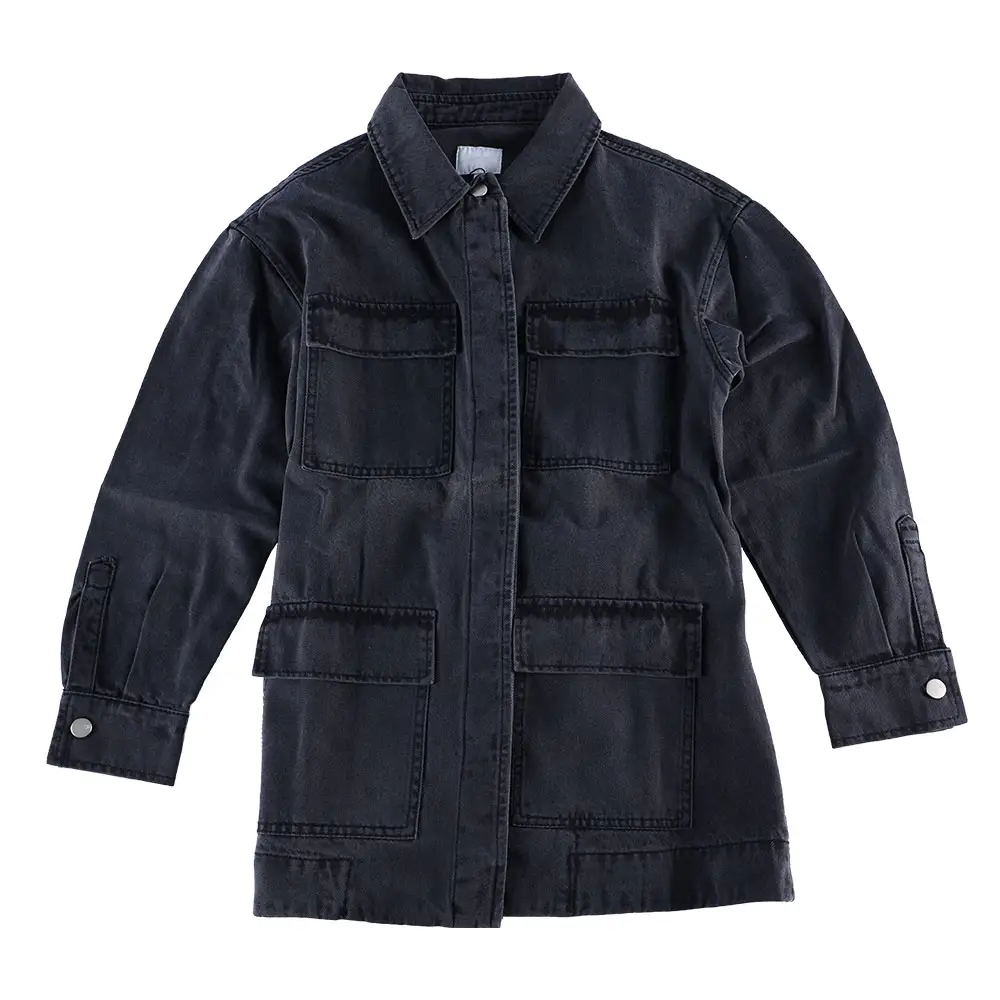 Noir lâche et polyvalent en gros Denim vestes fournisseurs femmes Denim veste Jean veste