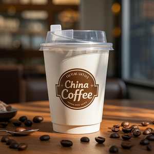 Gobelets à café jetables à double paroi 4oz 6oz 7oz 8oz 10oz 90mm de diamètre Boisson chaude avec couvercle en <span class=keywords><strong>PP</strong></span> anti-fuite - Product Image 2