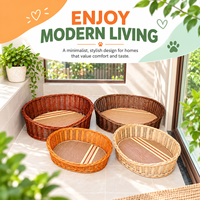 Nouvelle Niche/Cave Ovale Moderne Écologique Confortable Respirante Durable Faite à la Main en Rotin pour Chat et Chien – Panier Douillet Tout Confort