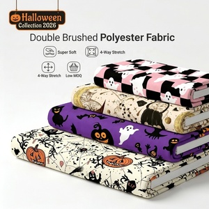 Tessuto DBP Personalizzato con Stampa Digitale per Halloween, Motivo Zucca e Pipistrello, Senza MOQ, Varie Basi Tessili per Decorazioni per Feste - Product Image 1